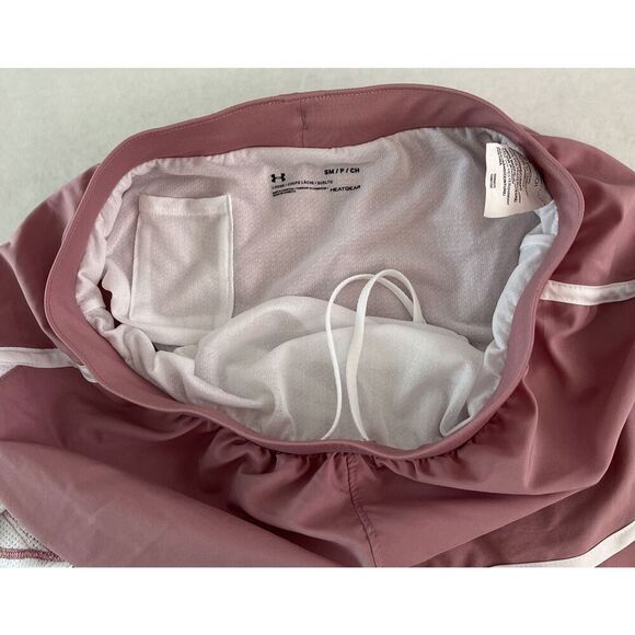 Under Armour 1350196-697 Women's Sz Small Dusty Pink/White UA Fly-By 2.0 Shorts - Picture 3 of 12